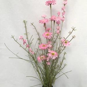 1 Spray of Pink Artificial Silk Daisies, 7 Daisy Heads and Greenery 53 cm Tall - Picture 1 of 3