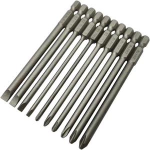 Long Slotted Head and Cross Phillips Screwdriver Bit Sets with 1/4 Inch Hex - Picture 1 of 12