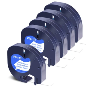 Compatible Dymo LetraTag Refill 91331 Plastic White Label Tape 12mm LT-100H 5PCS - Picture 1 of 17