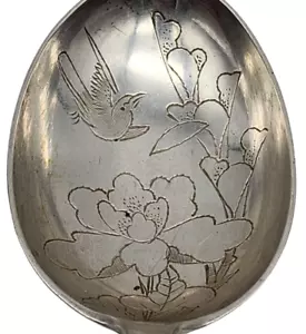 VINTAGE chinesischer Export Sterlingsilber 7 1/4" Servierlöffel VOGEL - Bild 1 von 4