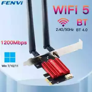FENVI Scheda WiFi 5 2.4 5GHz MU-MIMO /Bluetooth 4.0 PCI-E x1/X4/X8/X16 Plug&Play - Foto 1 di 7