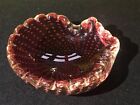 Murano Shell Art Glass Bubbles Cranberry Candy Dish Bullicante Ruffle Rim