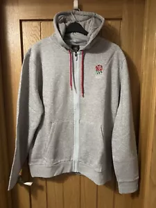 England Rugby Zipped Hoodie Marl Grey Embroidered Logo NEW SZ XL Official BNWT - Picture 1 of 8
