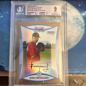 2009 Bowman Chrome Prospects Gold Refractors Jose Ortegano BGS 9 Braves 41/50