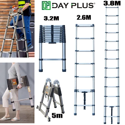 Escalera de Extensión Escaleras Telescópicas Multiusos Portátil Compacto Plegable 3-5M Foto 1 de 4