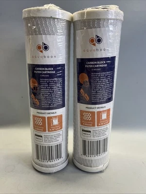 2Pk Aquaboon Reverse Osmosis 5 Micron 9.75 x 2.5” Carbon Block Filter Cartridge - Image 1 of 4