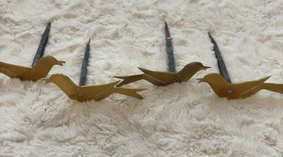 Juego de 4 cortinas de latón pulido vintage con lazos para pájaros Foto 1 de 4