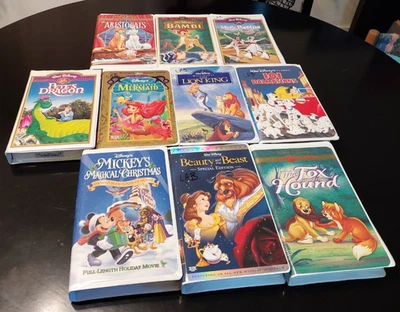 Lot of 10 Disney VHS Movies ; The Aristocats Bambi Mary Poppins Little Mermaid - Image 1 of 2