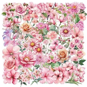 50 Sheets Flower Sticker Adhesive Sticker Laptop Decal Clear Decorative Sticker - Picture 1 of 8
