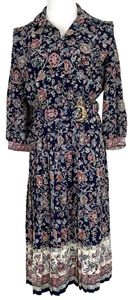 Lady Carol Petites abito donna taglia 14 vintage floreale Union Made USA con cintura - Foto 1 di 19