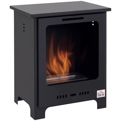 HOMCOM Free Standing Bio Ethanol Fireplace Heater with 0.9 L Tank Indoor Black - Image 1 of 4