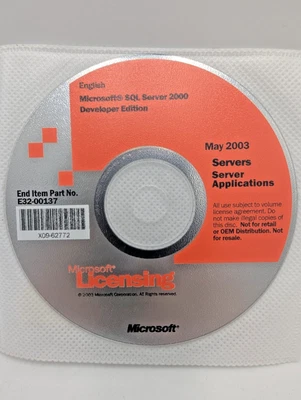 Microsoft SQL Server 2000 Developer Edition Disc May 2003 - Image 1 of 4