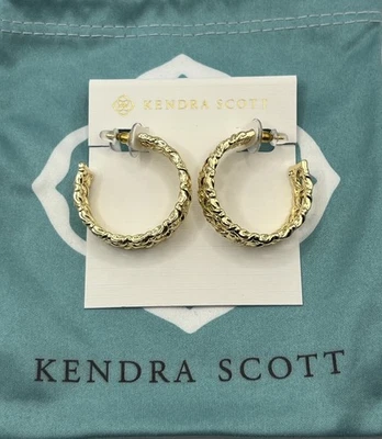 Pendientes de aro de oro Kendra Scott Natalie textura de ratán NUEVO Foto 1 de 4