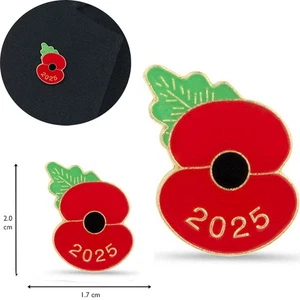 Poppie Pin 2025 Badge Red Poppies Pin Badge Remember Veteran Solider Brooch - Picture 1 of 7