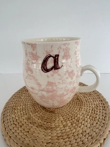 Anthropologie Homegrown Monogram Initial Letter A Pink Mug Coffee Cup - Picture 1 of 7