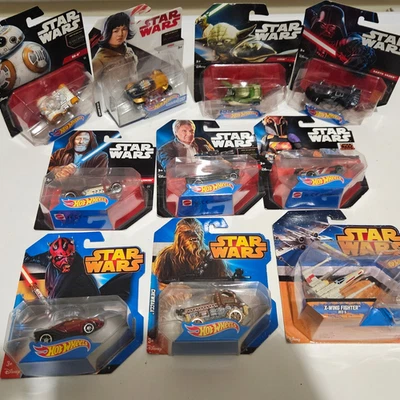 Star Wars - Hot Wheels Bundle x 10 - Yoda - Darth Vader - Obi-Wan Kenobi & More - Image 1 of 4