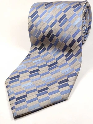 Corbata KENNETH COLE REACTION 100 % Seda Para Hombre Azul Marrón Beige Dorado NUEVA Foto 1 de 3