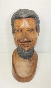 Vintage afrikanische handgeschnitzte Holzbüste Statue ca. 9" hoch - Bild 1 von 5