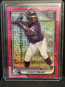 Robert Calaz 2024 Bowman Chrome 1st Fuchsia Mega Refractors #10/299 - Rockies - Picture 1 of 3