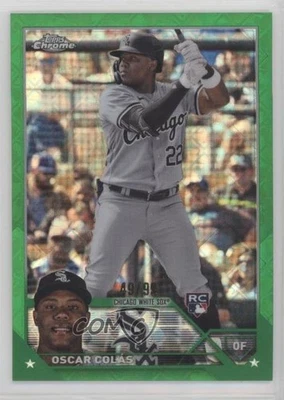 2023 Topps Chrome Logofractor Green Refractor 49/99 Oscar Colas #145 Rookie RC - Image 1 of 3