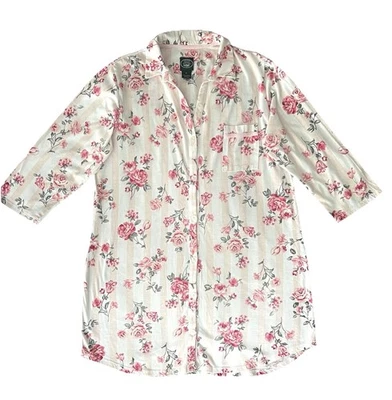 Laura Ashley Nightgown Womens Large Soft Comfort Stretch Pink Floral Roses EUC - Image 1 of 4