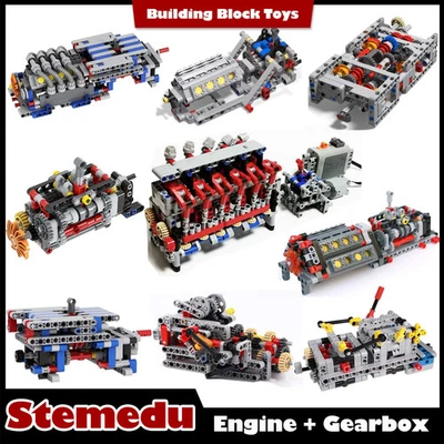 MOC Car Gearbox 4/6 Speed Transmission V8/V16 Engine Reverse Gear For Lagoes DIY - Image 1 of 4