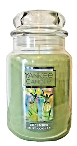 CUCUMBER MINT COOLER YANKEE CANDLE 22 OZ ORIGINAL LARGE JAR HOMEWARMER GREEN WAX - Picture 1 of 2