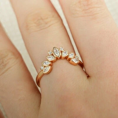 1.20CTW Marquise Cut Moissanite Eternity Band Wedding Ring Solid 10K Yellow Gold - Image 1 of 4