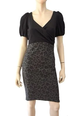 Vestido Vaina REBECCA TAYLOR Estampado Animal Lana Negro Seda 4 NUEVO Foto 1 de 4