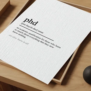 Phd Definizione Stampa Dizionario Definizione Poster Wall Art Dottore Regalo Senza Cornice - Foto 1 di 9
