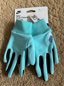 Nike Youth Boys Club Fleece Gloves Blue Black Size Small Touch Compatible - Picture 1 of 5