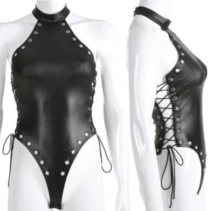 Sexy Kleid Erotik Body FETISCH Kunstleder mit Pferd Knopföffnung - Bild 1 von 8