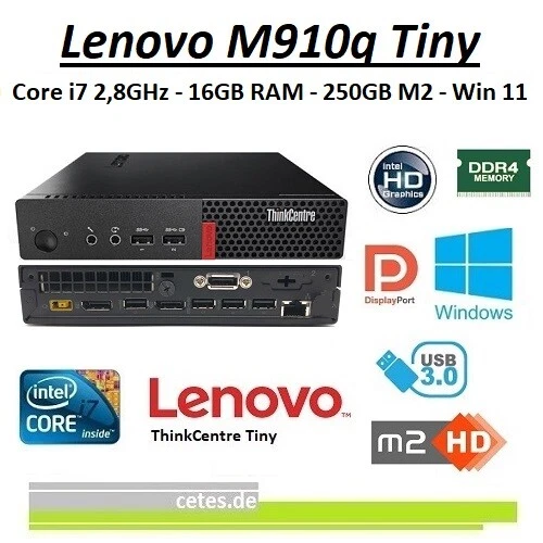 Lenovo M910q ThinkCentre Tiny Core i7 2,8GHz, 16GB, 250GB M2, USB3, Win10 - Bild 1 von 1
