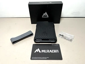 Muradin Bi-Fold Tactical Wallet with RFID Black Leather & Aluminum - Picture 1 of 8
