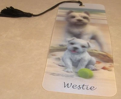 New 3D Lenticular Bookmark -Westie - with Tassle - Image Pops Right Out - Image 1 of 2