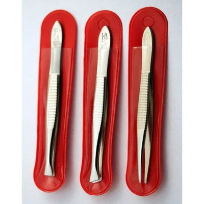 3 Pinzetten 3er Set Pinzette gerade spitz schräg Solingen Germany ⟺ 8 cm + Etui