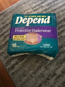 2 Depend Large Adjustable Protective Underwear 18 Disposable 36 Count - Picture 1 of 1