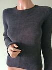 Peruvian Connection M grey ribbed baby alpaca wool blend jumper