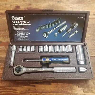 NOS Easco Drop Forged Multi-Drive Set 15pc. 1/4" & 3/8" USA Made NO. 91 506 - Image 1 of 4