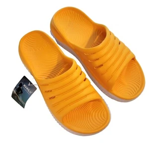 Sandalias Kailua Para Hombres 10 Deportes Recuperación Toboganes Amarillo Colorido Acolchado Nuevas - Imagen 1 de 10