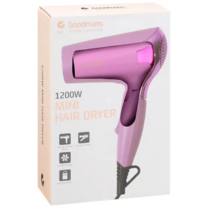 Goodmans Mini Secador de Pelo Plegable con 2 Velocidades y 3 Ajustes de Calor 1200W - Rosa - Imagen 1 de 7