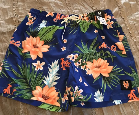 NEW YORK METS Baseball HURLEY Board MEDIUM Shorts NEW Beach Swim MLB Free Ship Cover