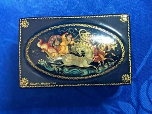 Russian Paleh Lacquer Box "Troyka" Hinged Box - Picture 1 of 6
