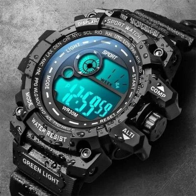Mens LED Digital G - Shock Style Sport Watch Waterproof Night light - Image 1 of 4