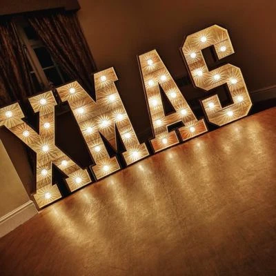 Large Light Up letters for sale Wood 4ft XMAS Cabochon Bulbs #weddings #events - Image 1 of 4