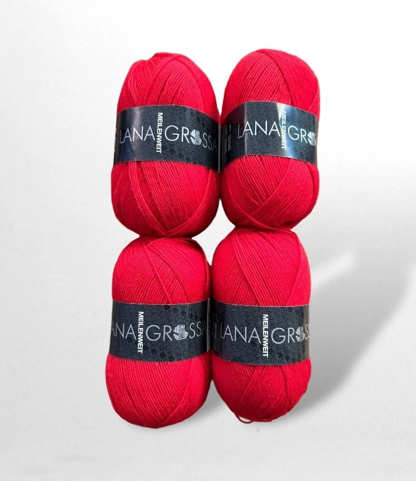 Lana Grossa ,,Meilenweit'' Sockenwolle 4-fach, Fb 1340-leuchtendrot 4x100g - Bild 1 von 1
