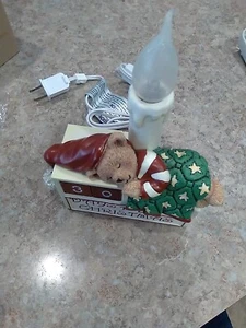 Christmas Countdown With Lamp, Nightlight Sleeeping Teddy Bear Vintage Avon 2008 - Picture 1 of 12