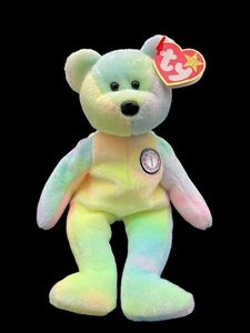 Ty Beanie Buddy "HAPPY BIRTHDAY B.B." Tie Dye Bär Plüsch 2000 Neu mit Etikett Neu - Bild 1 von 3