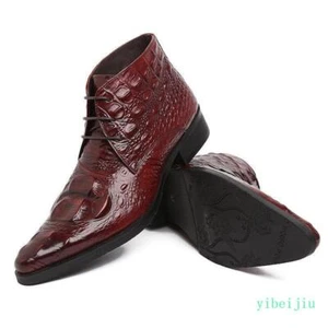 Men's High Top Boot Business Formal Alligator Crocodile Pattern Embossed Shoes - Picture 1 of 15