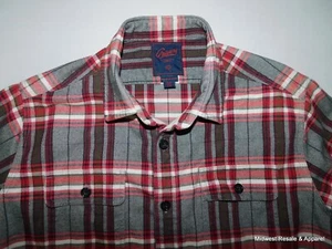 Grayers Herren Large rot grau schweres Baumwoll Flanell Hemd Langarm - Bild 1 von 12